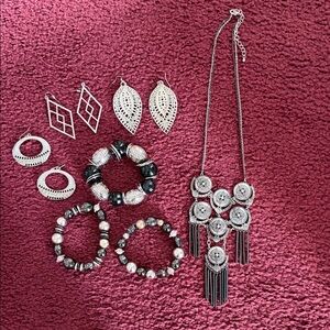 Silver Tone Multi-Piece Women’s Jewelry Set - Silver